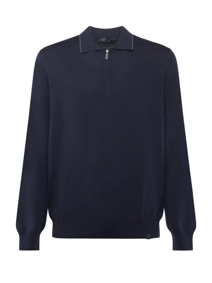 Fay T-shirts and Polos Blue Virgin Wool