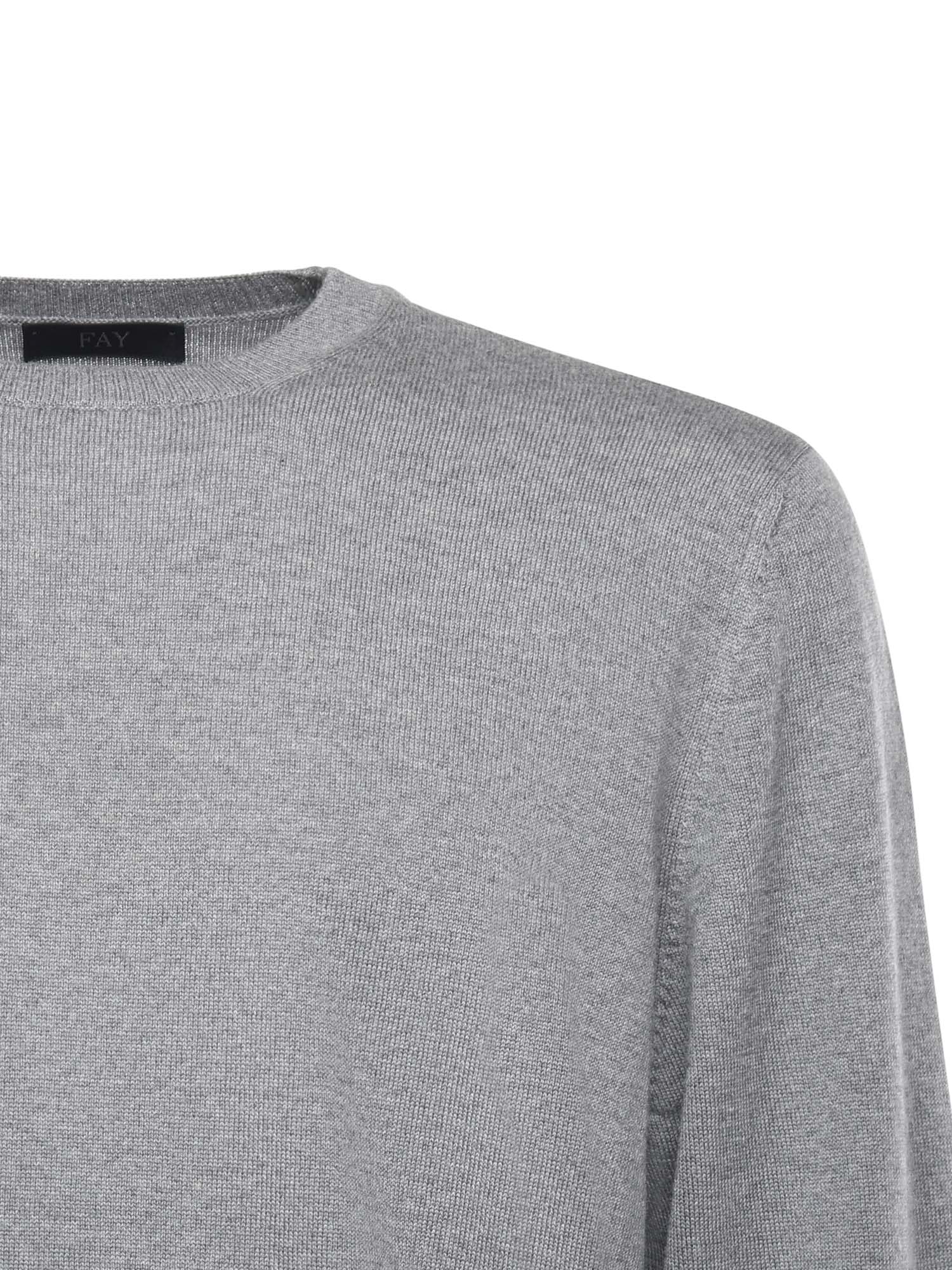 Fay Sweaters Grey Virgin Wool