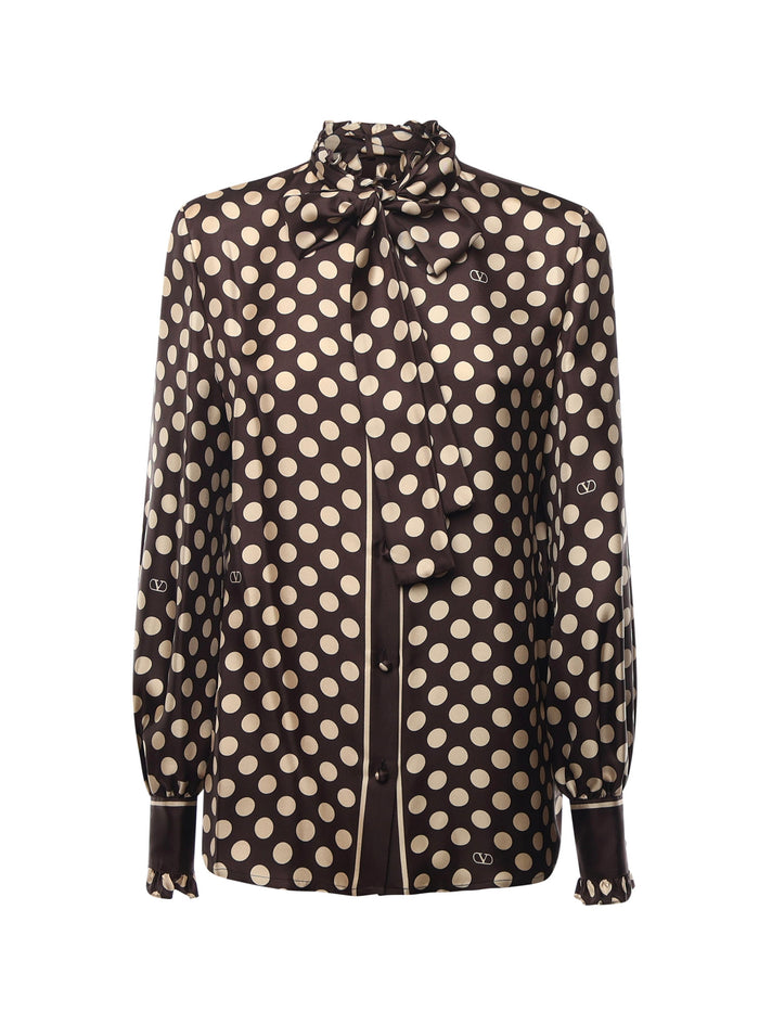 Valentino Garavani Shirts Brown/cream Silk
