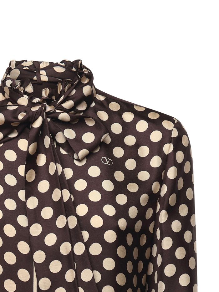 Valentino Garavani Shirts Brown/cream Silk