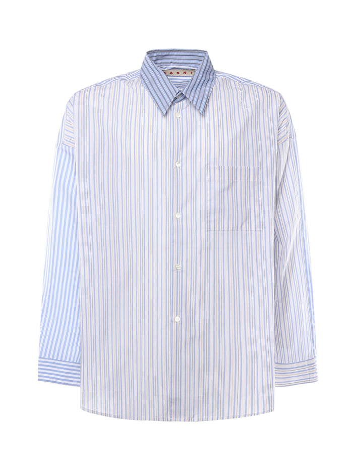Marni Shirts Irisblue Cotton Woven