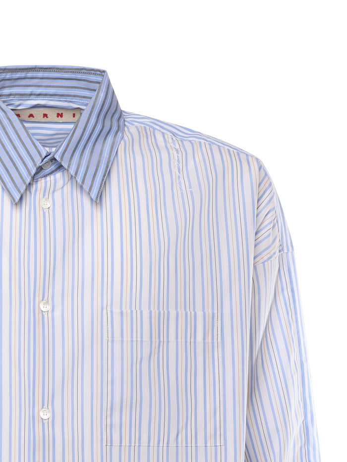 Marni Shirts Irisblue Cotton Woven