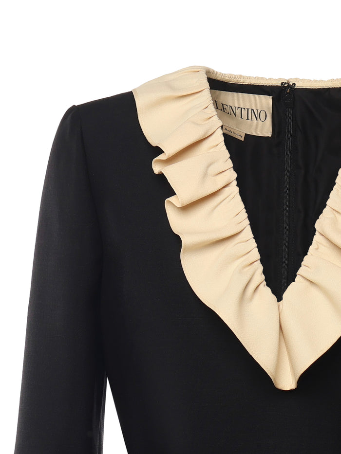 Valentino Garavani Dresses Black/betulla Virgin Wool