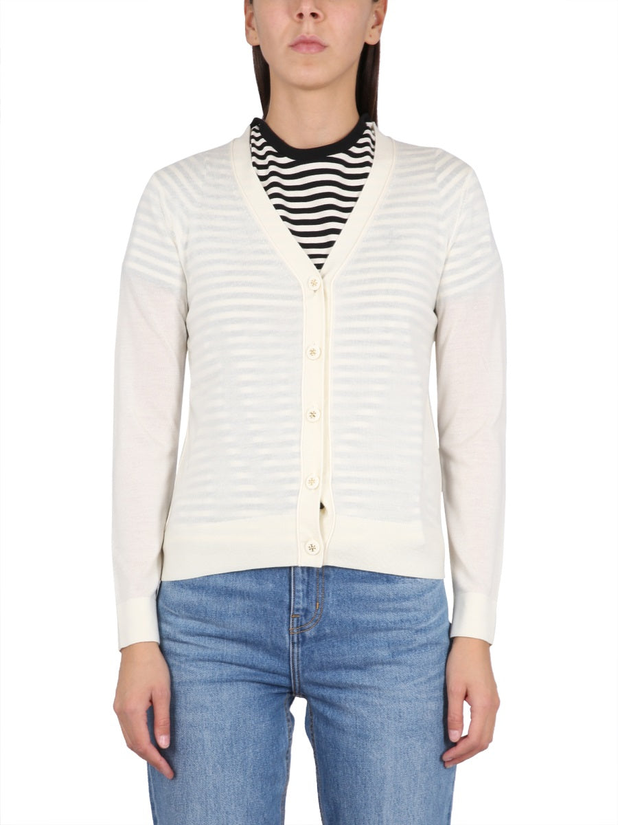 Multicolour Cardigan With V-Neck Wool Silk Jumpers