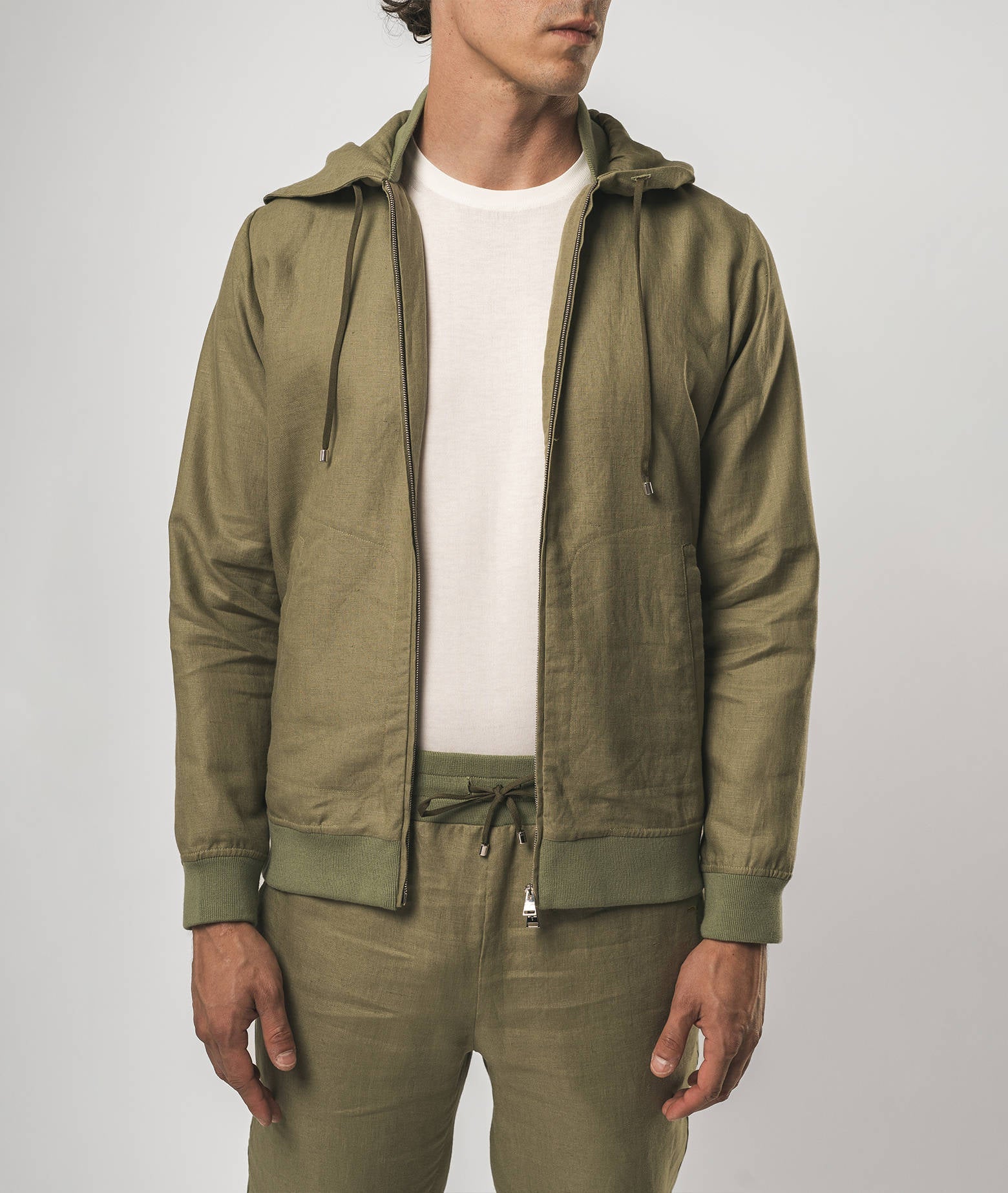 Linen Hoodie Korfu White Sportwear Blouson
