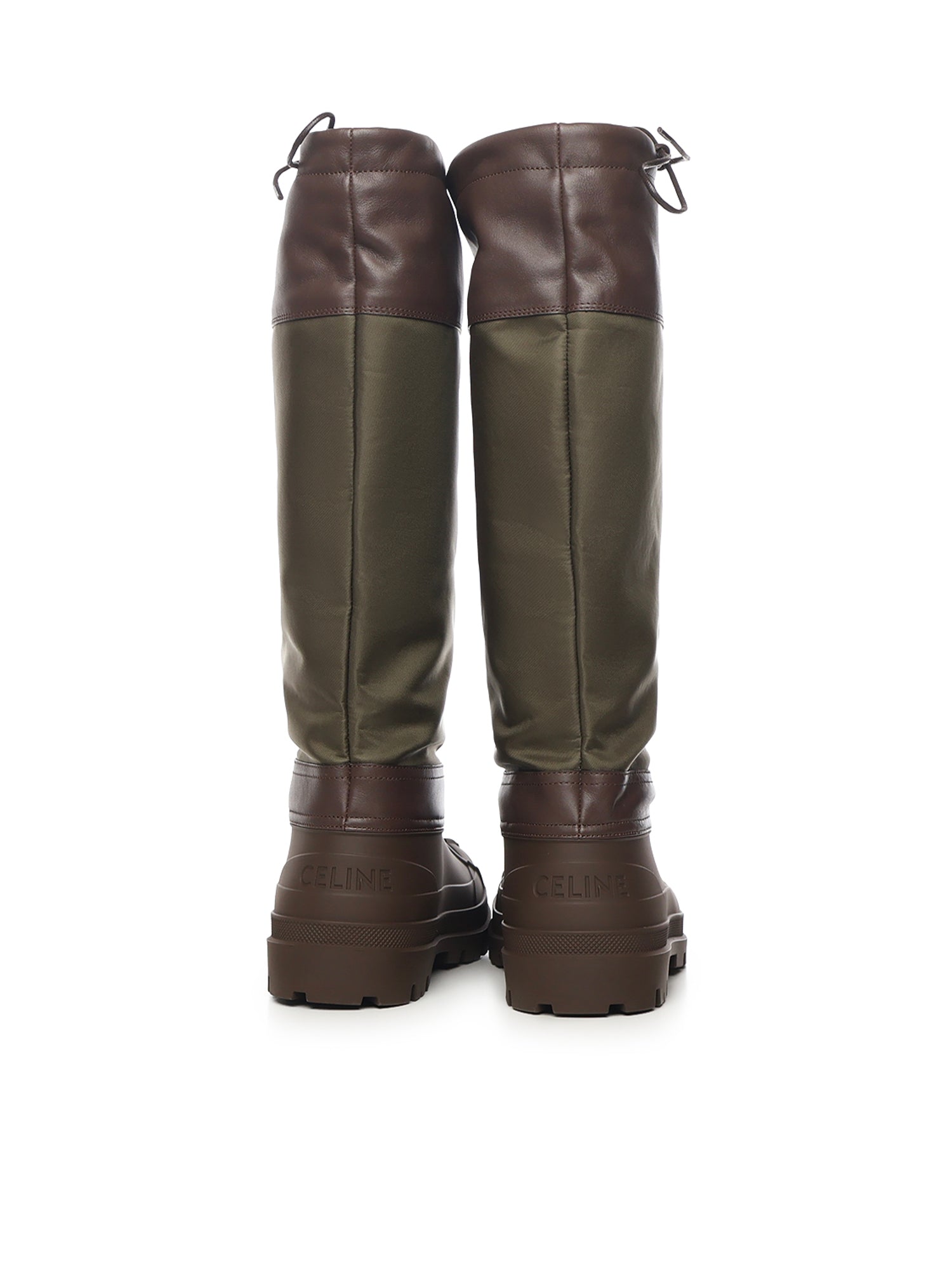 Céline Boots Dark Brown / Khaki Nylon & Calfskin