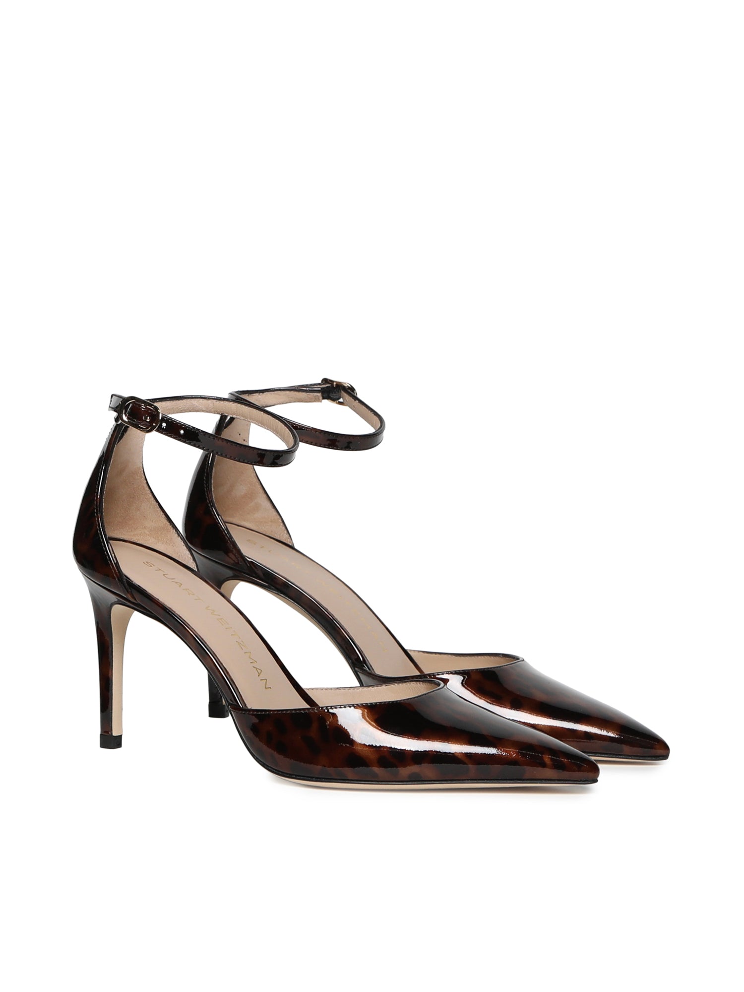 Stuart Weitzman With Heel Dark Brown Gloss Tortoise