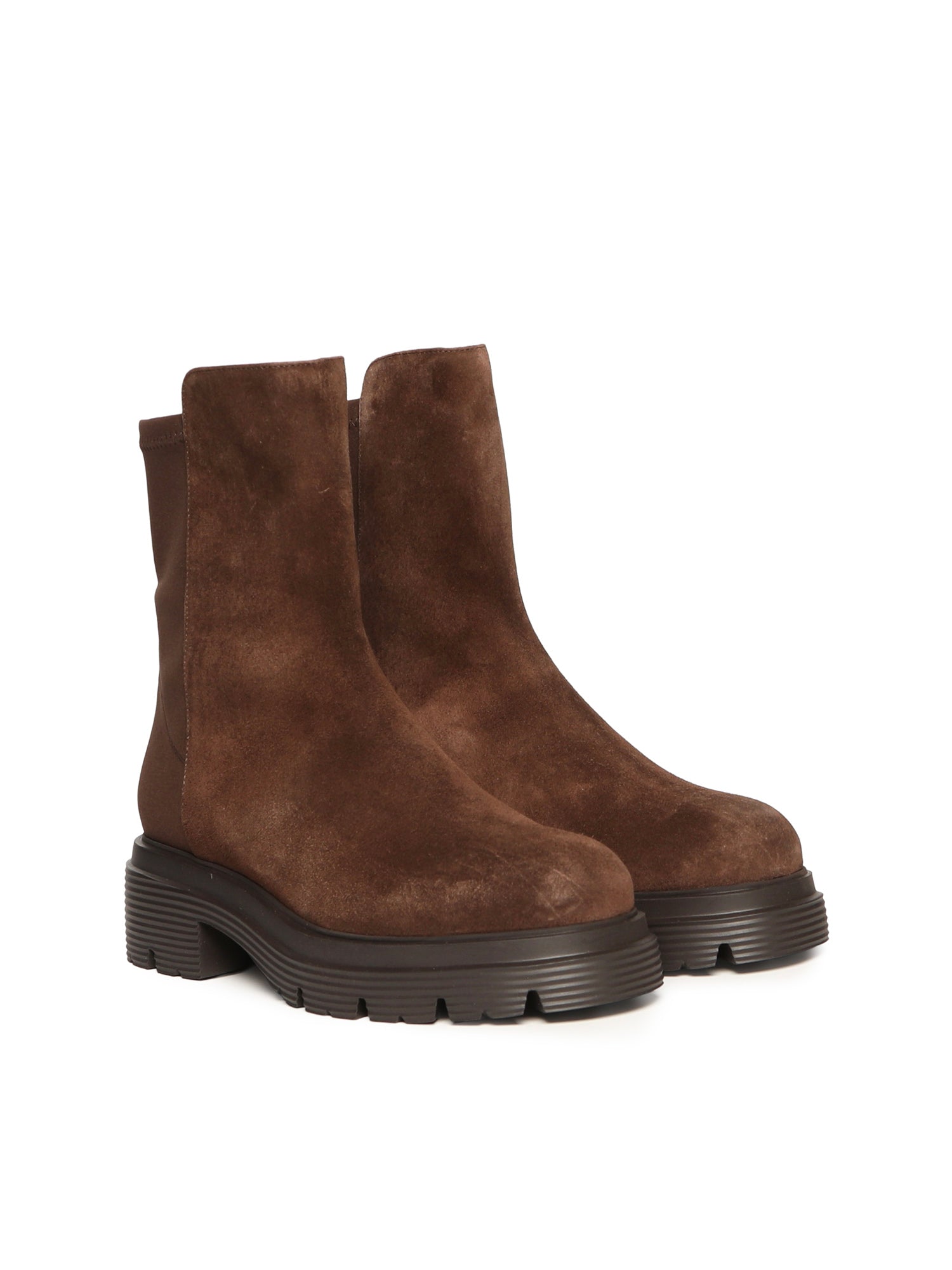 Stuart Weitzman Boots Walnut Suede/gabardine Stretch