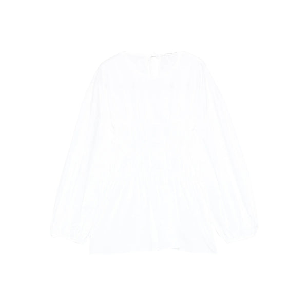Sweater With Shirred Panels White Cotton: 100. Blouses