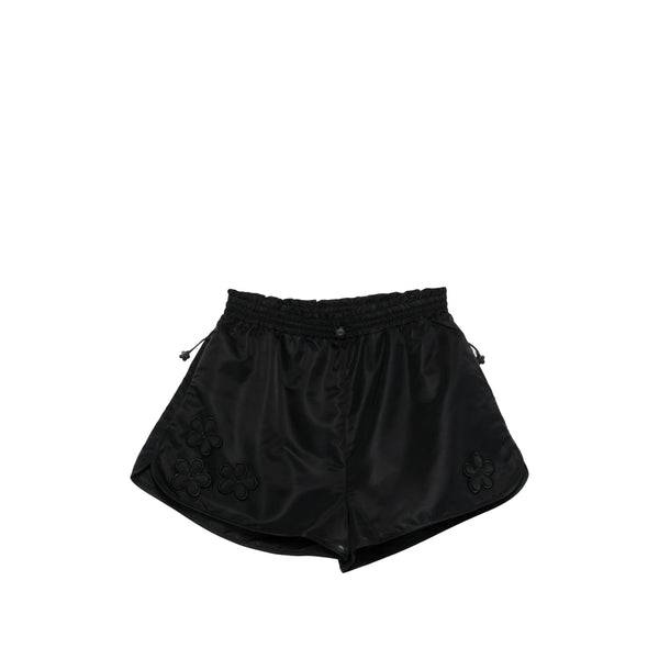 Shorts Black Floral Appliqué Nylon: 100