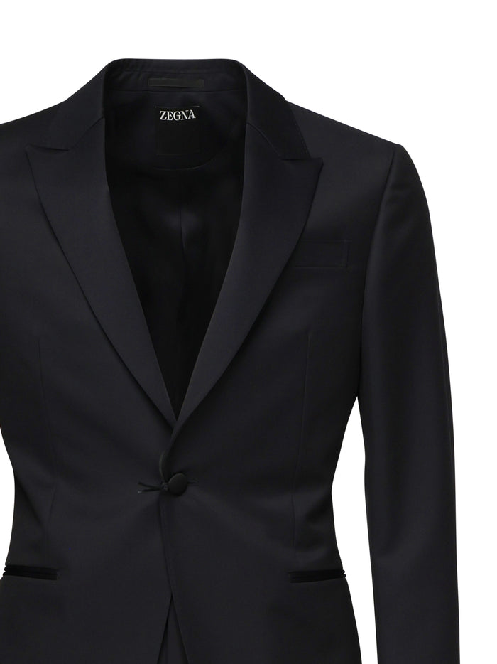 Zegna Dresses Blue Navy Unito Tessuto : Lana Mohair