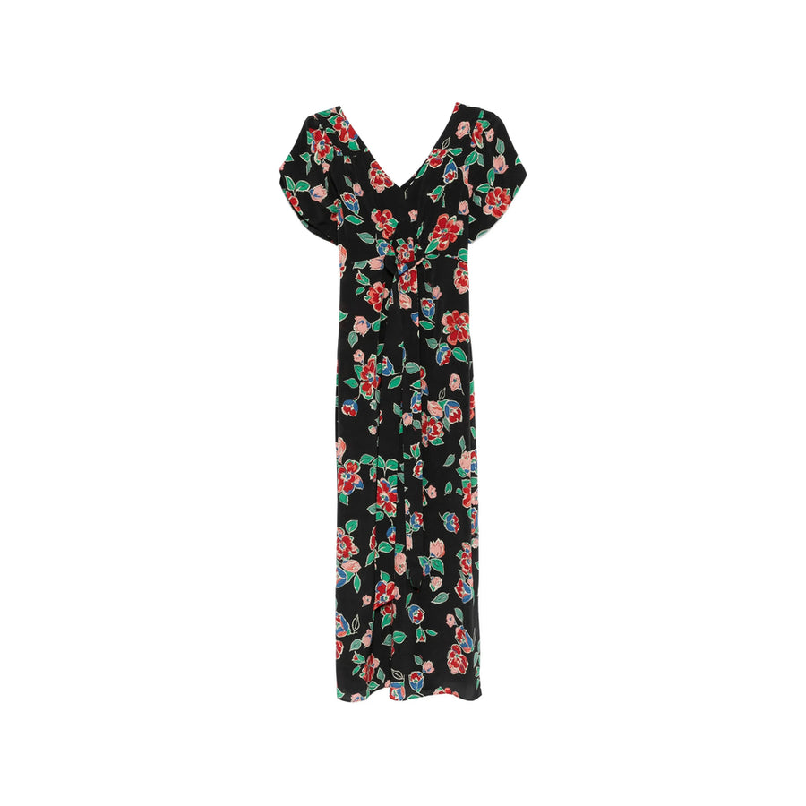 Dress Black Multicolour Floral Silk