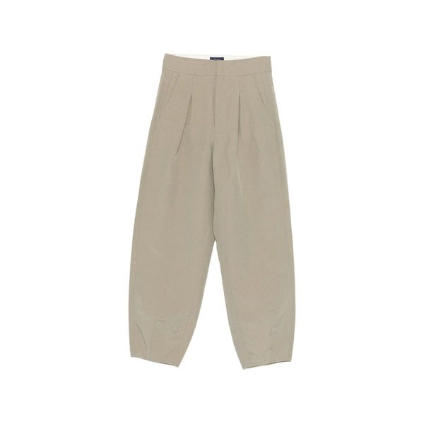 Green Tapered Trousers With Hook And Zip Fastening Lining Cotton: 100