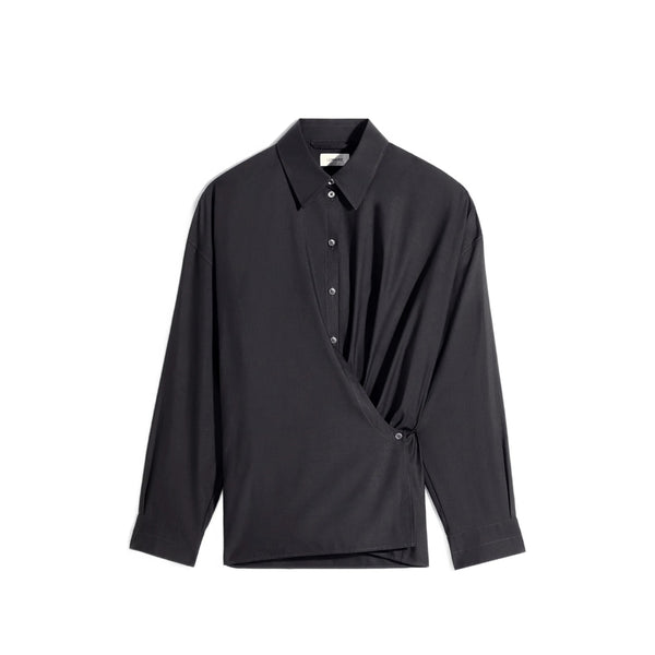 Black Cotton Blend Shirt Silk: 20