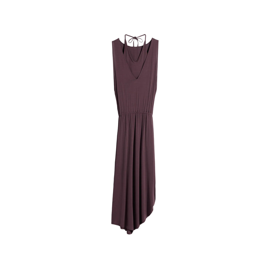 Dress Draped V-Neck Sleeveless Purple Viscose Day