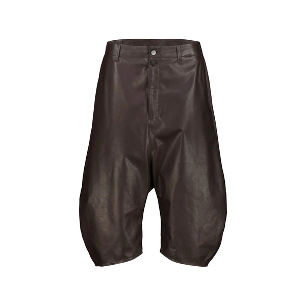Cropped Leather Trousers Brown
