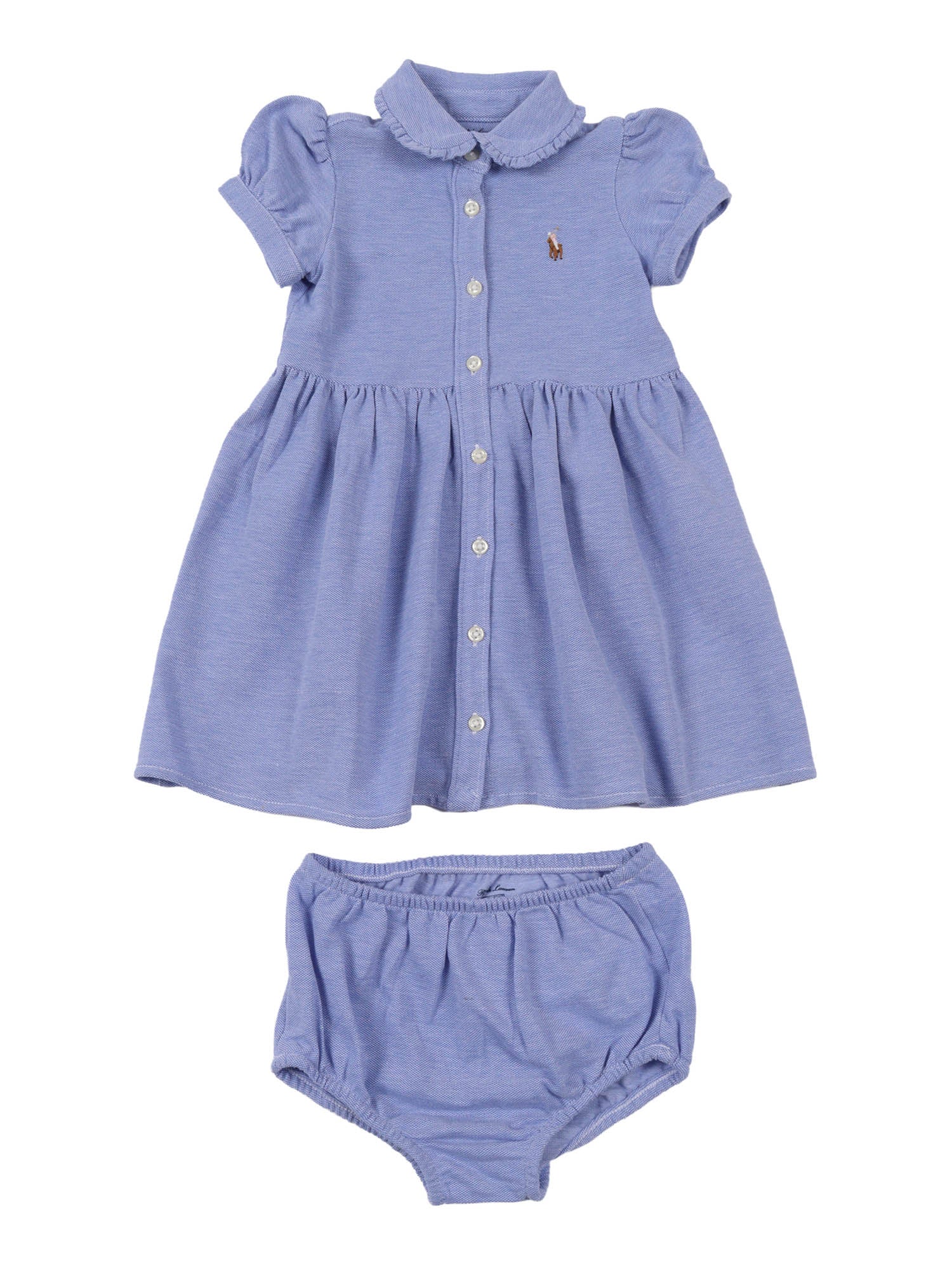 SOLID OXFORD-DRESSES-KNIT Blue Cotton Dress