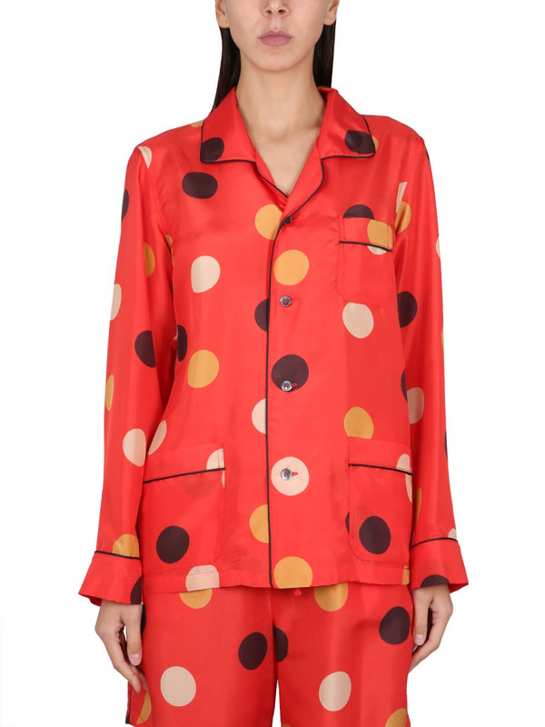 Round Neck Silk Shirt Orange