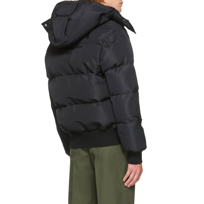 Alexander Mcqueen Wool Blend Padded Bomber Black Polyamide