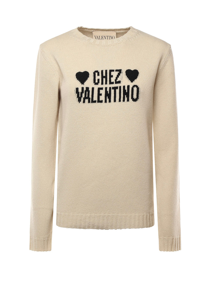 Valentino Garavani Sweaters Birch/black Virgin Wool