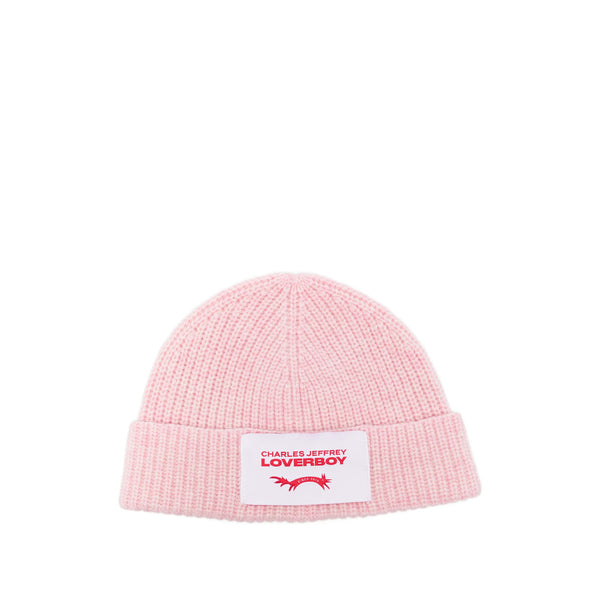 Hat Pink Ribbed Knit Nylon