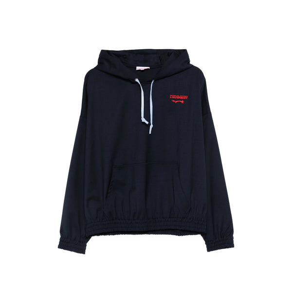 Hooded Sweater With Kangaroo Pocket Blue Polyester: 54