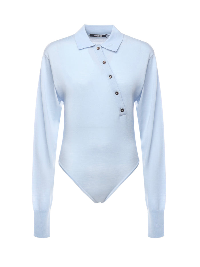 Jacquemus Top Blue Merino Wool Polyamide