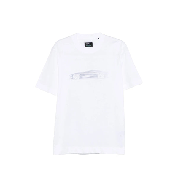 White Car Motif T-Shirt Cotton: 100. T-shirts