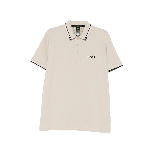 Beige Striped Collar Sweater Neutrals Cotton: 56. Polo Shirts