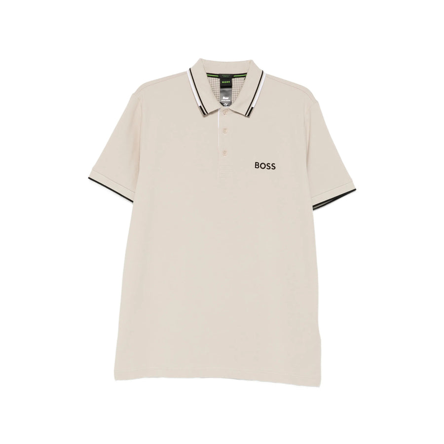 Beige Striped Collar Sweater Neutrals Cotton: 56. Polo Shirts