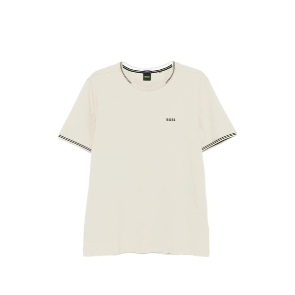 Light Beige Striped Crew Neck T-Shirt Neutrals Cotton: 92. T-shirts