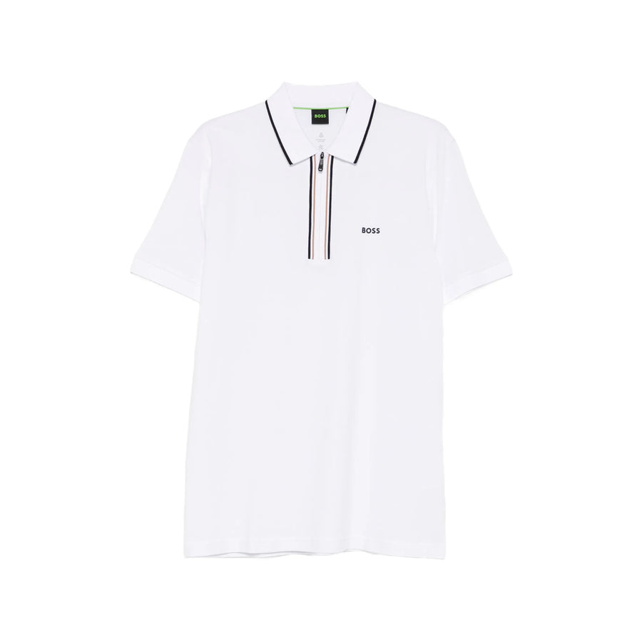 Sweater With Zip Detail And Collar Trim White Cotton: 92. Polo Shirts