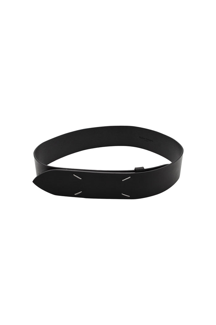 Signature Stich Belt Black Calf Leather Cintura
