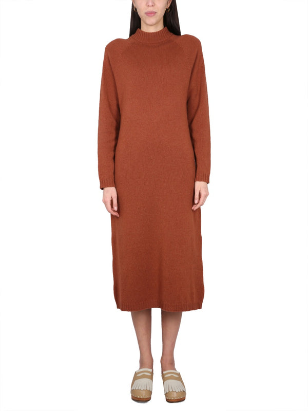 Knit Dress With High Neck Multicolour Wool