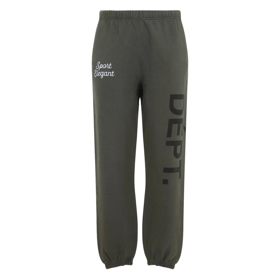 Faded Olive Graphic Track Pants Green Cotton