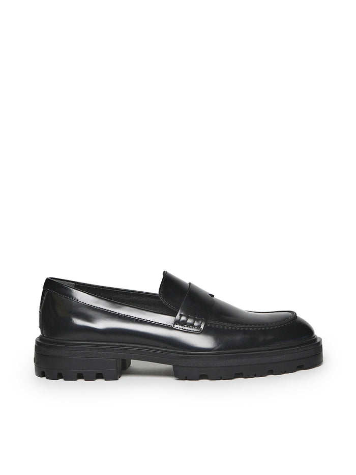 Hogan Flat Shoes Black Calfskin
