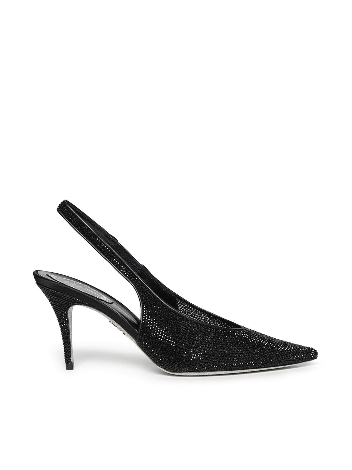 René Caovilla With Heel Black Glass Stones