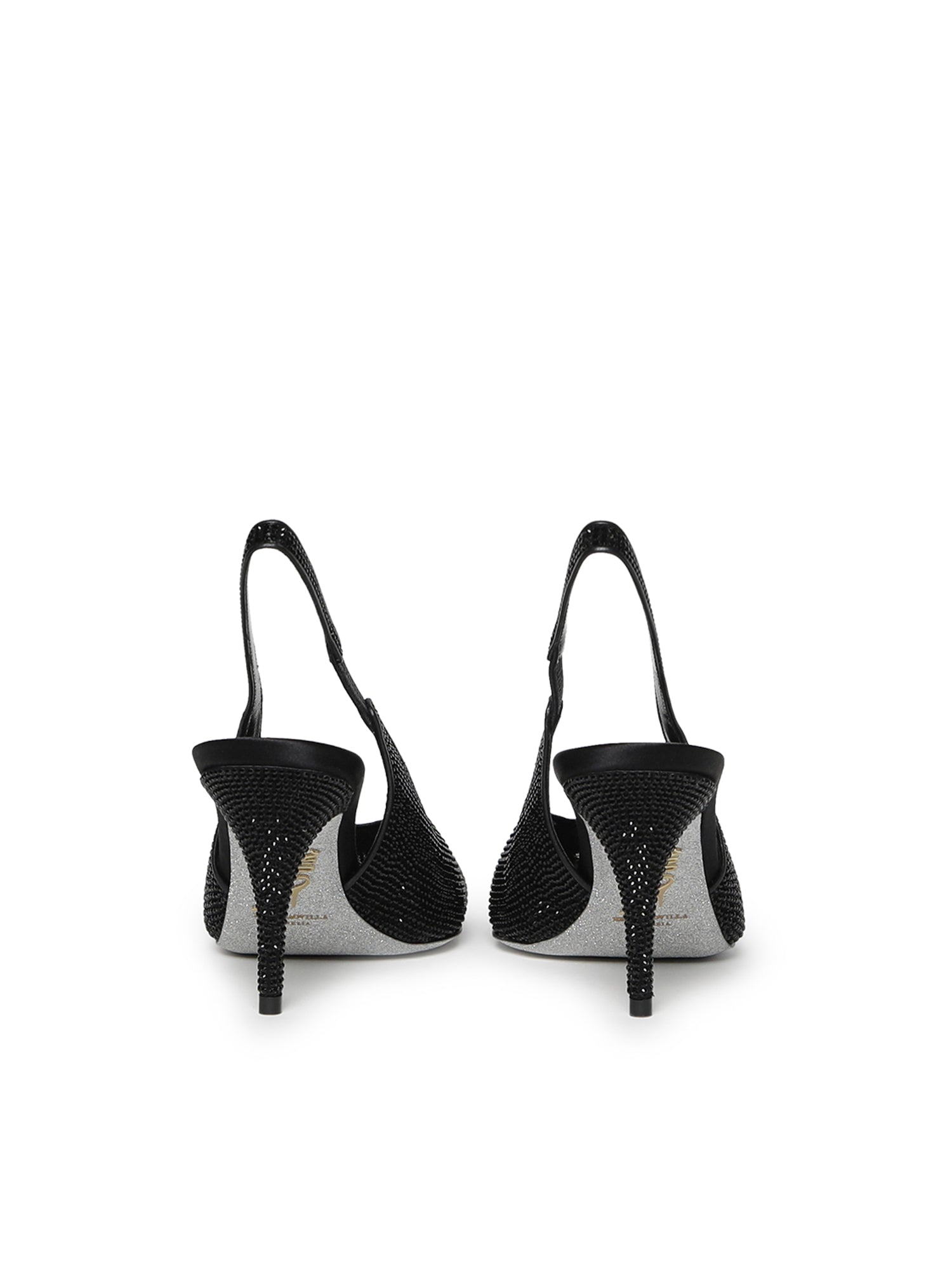 René Caovilla With Heel Black Glass Stones