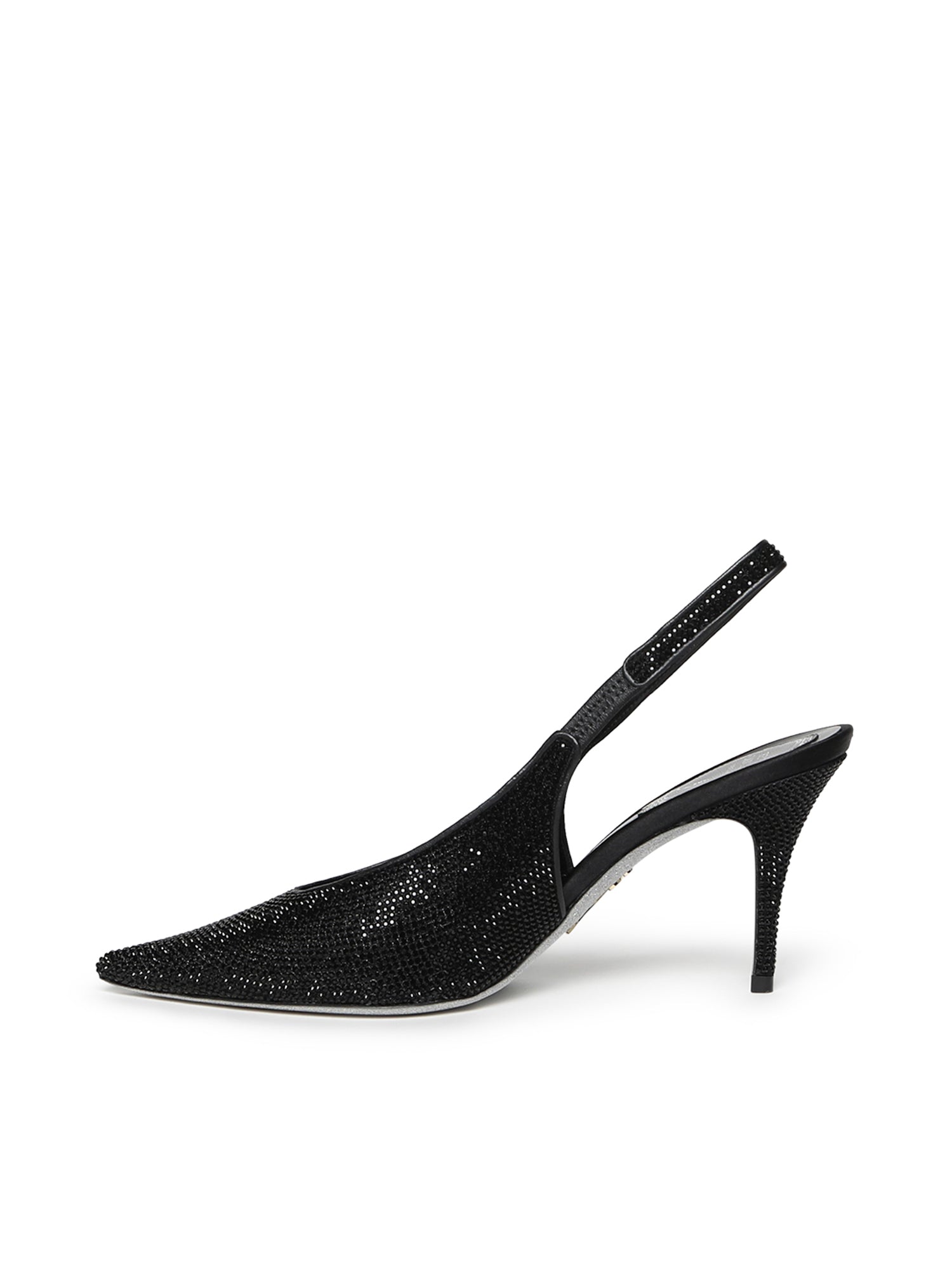 René Caovilla With Heel Black Glass Stones