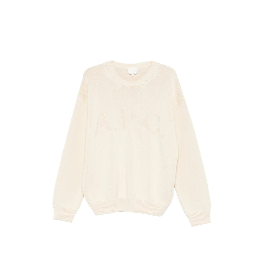 Crew Neck Sweater With Logo Detail Neutrals Cotton: 100. Jumpers