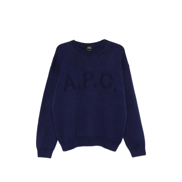 Navy Blue Crew Neck Sweater With Logo Detail Cotton: 100. Jumpers