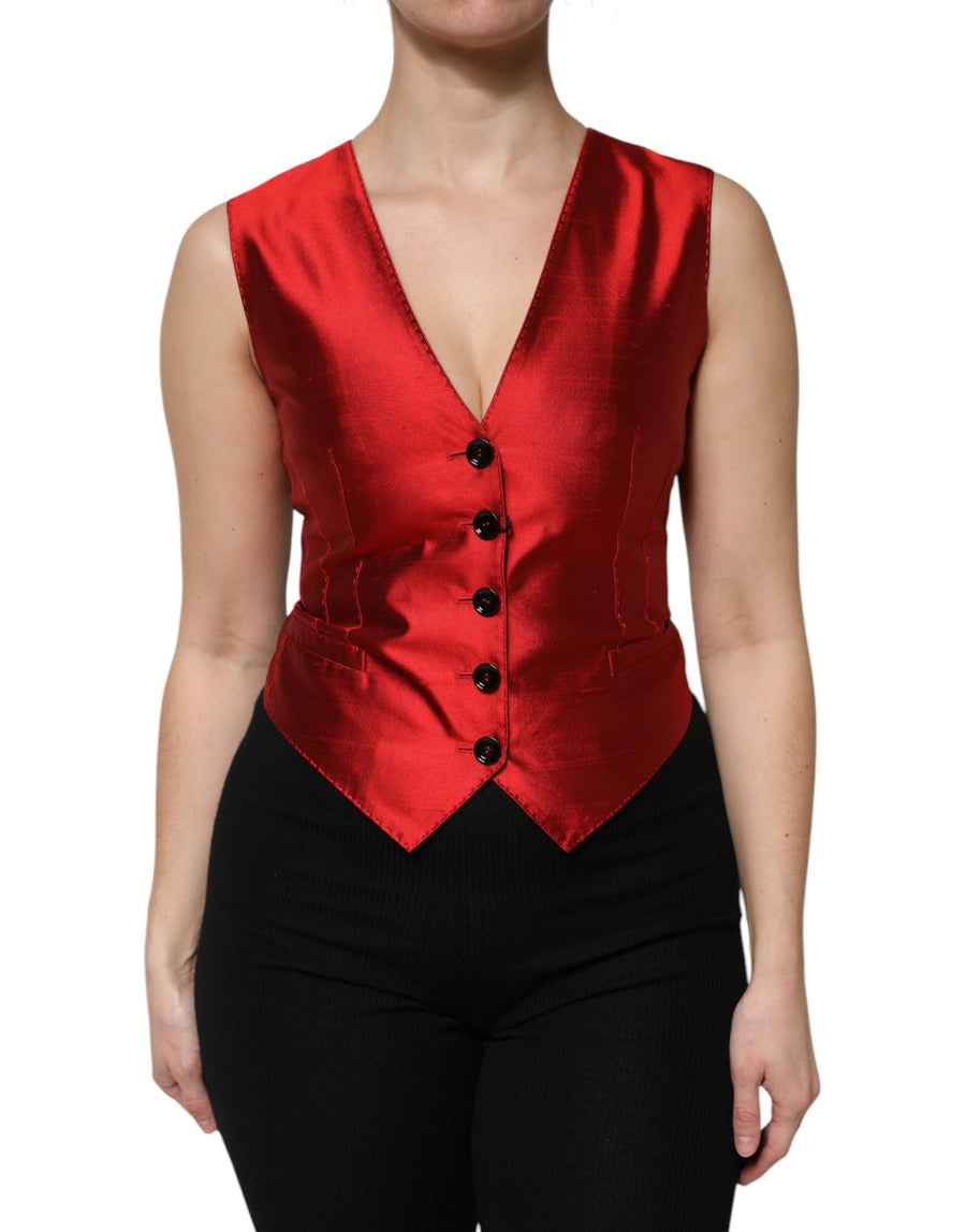 Dolce & Gabbana 97% Silk vest in red