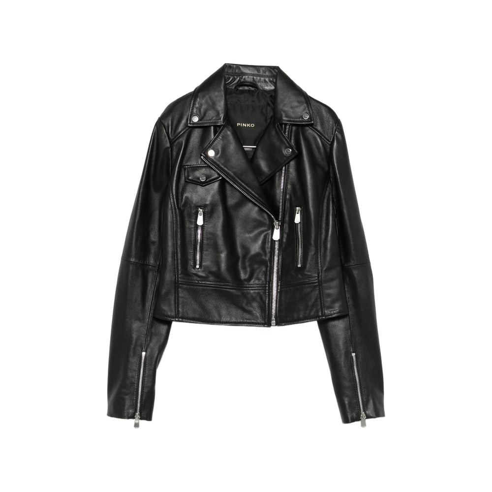 Leather Outerwear Pinko Black Calf Leather: 100. Outerwears
