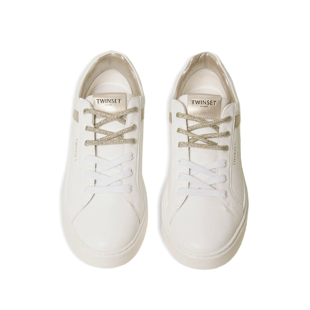 Sneakers Twinset White Calf Leather: 100