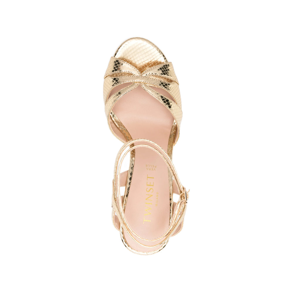 Shoes Twinset Gold Calf Leather: 100