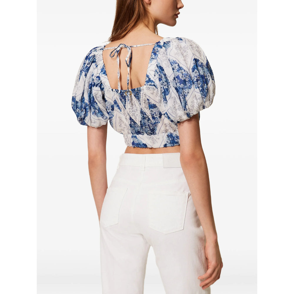 Shirt Twinset White/blue Ramie: 100
