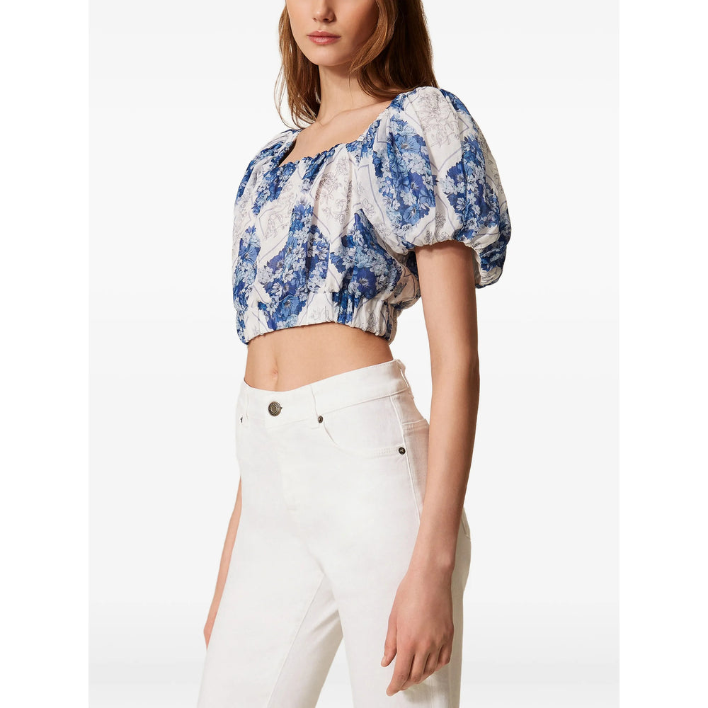 Shirt Twinset White/blue Ramie: 100