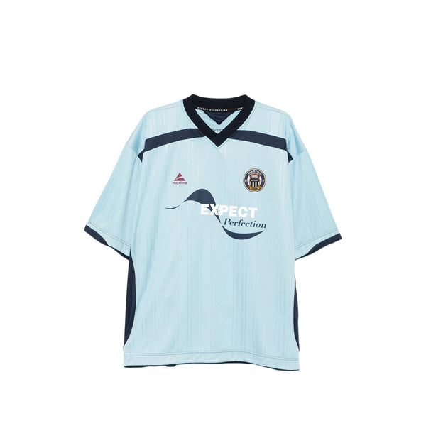 Short-Sleeve V-Neck Sweater Blue Polyester T-shirts
