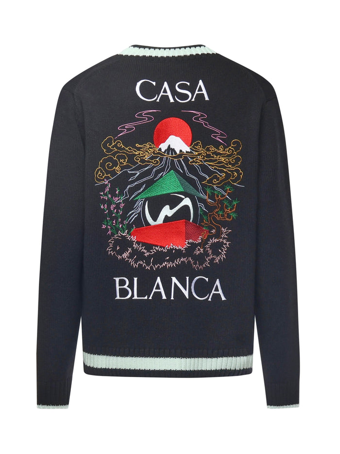 Casablanca Sweaters Black Merino Wool