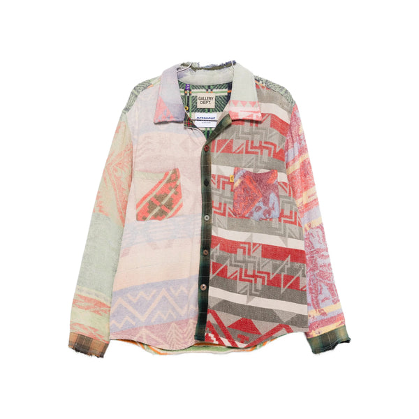 Patchwork Design Shirt With Button Fastening Neutrals Cotton: 90